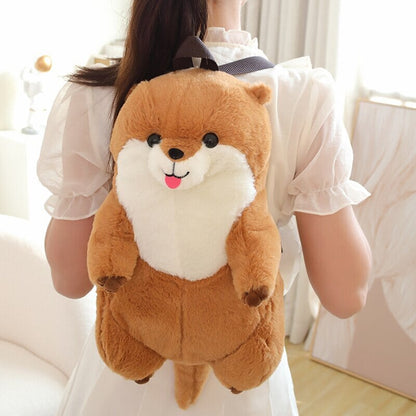 Cute Brown Otter Stuffed Backpack Buddy
