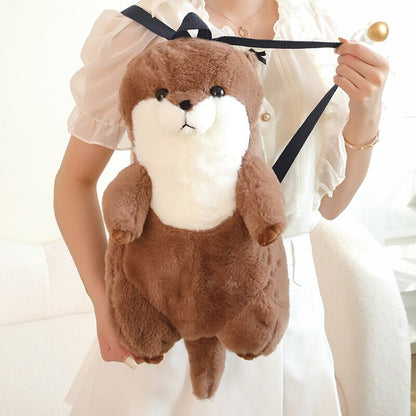 Cute Brown Otter Stuffed Backpack Buddy