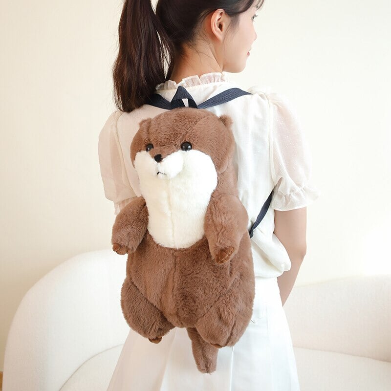 Cute Brown Otter Stuffed Backpack Buddy