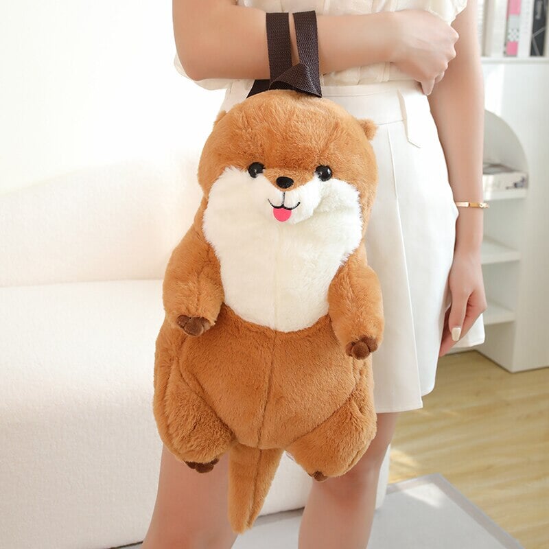 Cute Brown Otter Stuffed Backpack Buddy
