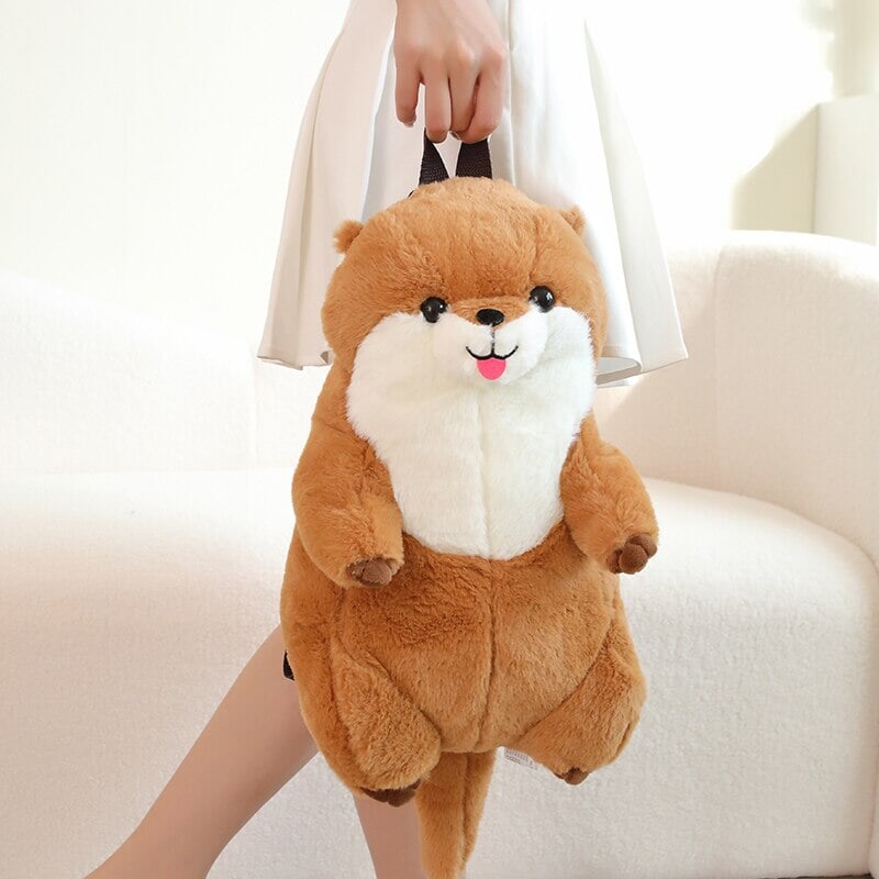 Cute Brown Otter Stuffed Backpack Buddy