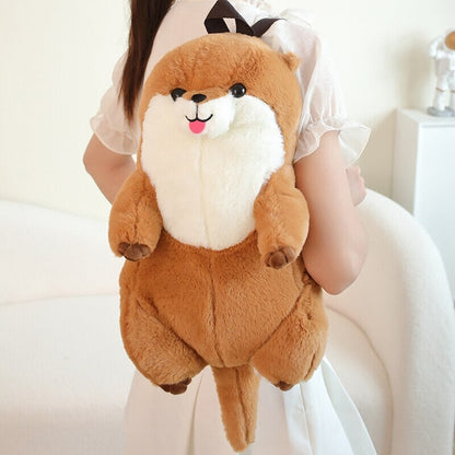 Cute Brown Otter Stuffed Backpack Buddy