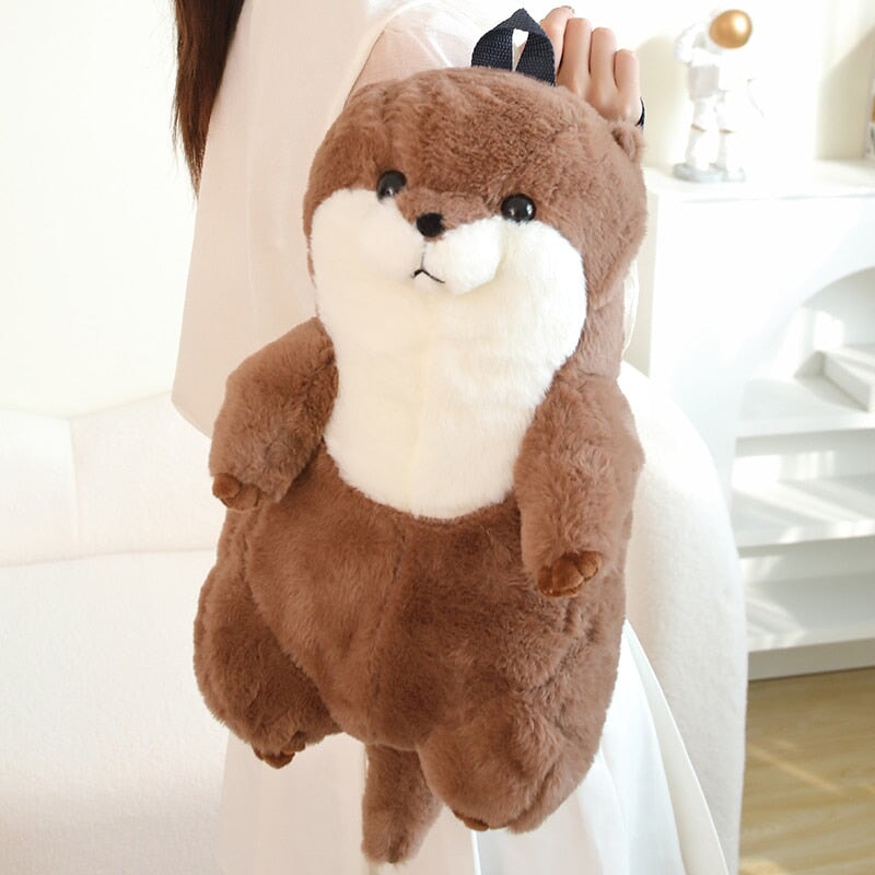 Cute Brown Otter Stuffed Backpack Buddy