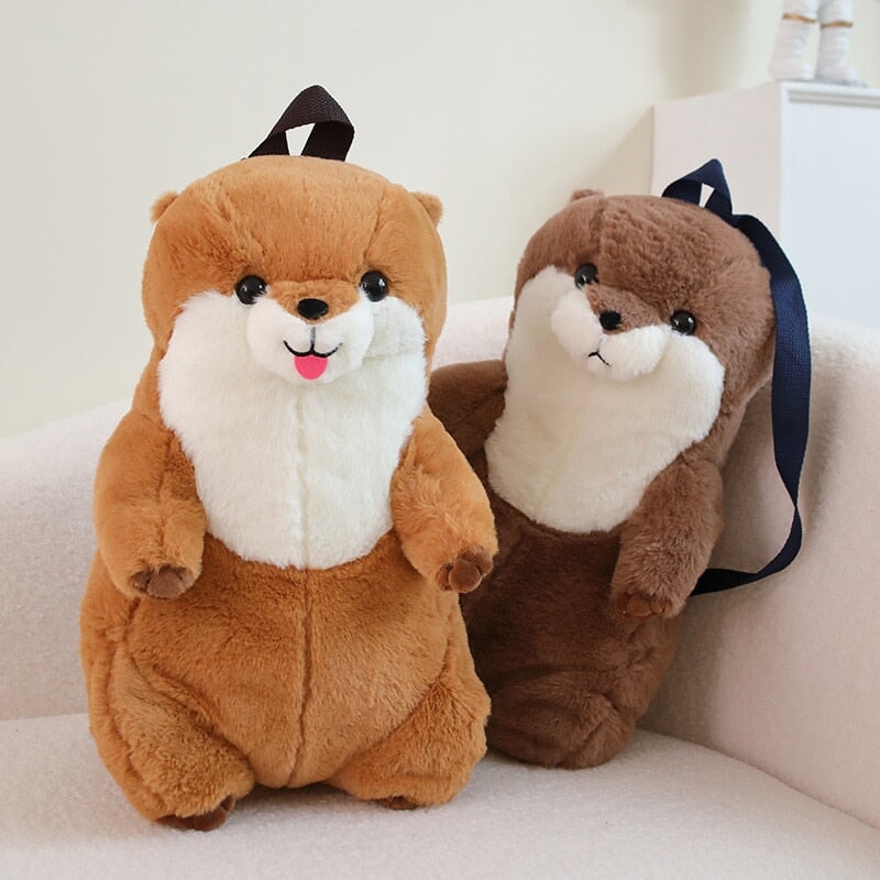 Cute Brown Otter Stuffed Backpack Buddy