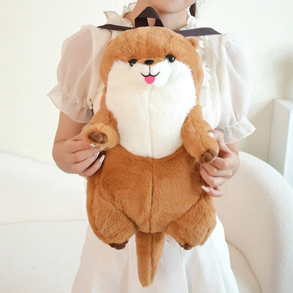 Cute Brown Otter Stuffed Backpack Buddy