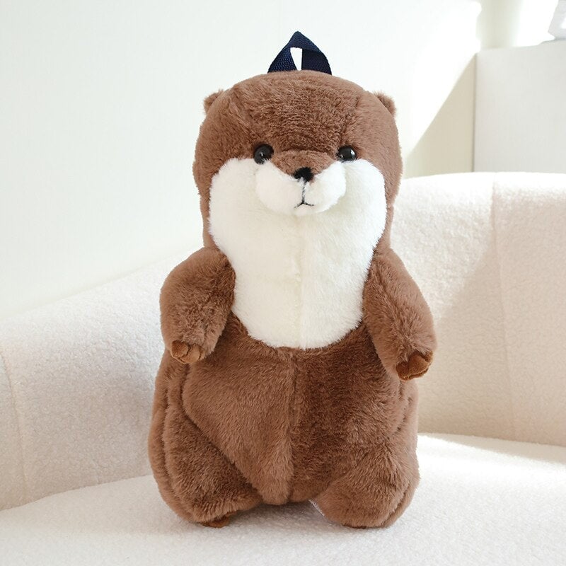 Cute Brown Otter Stuffed Backpack Buddy