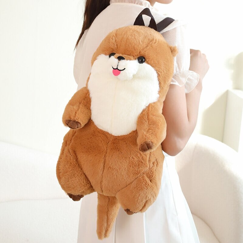 Cute Brown Otter Stuffed Backpack Buddy - Befez