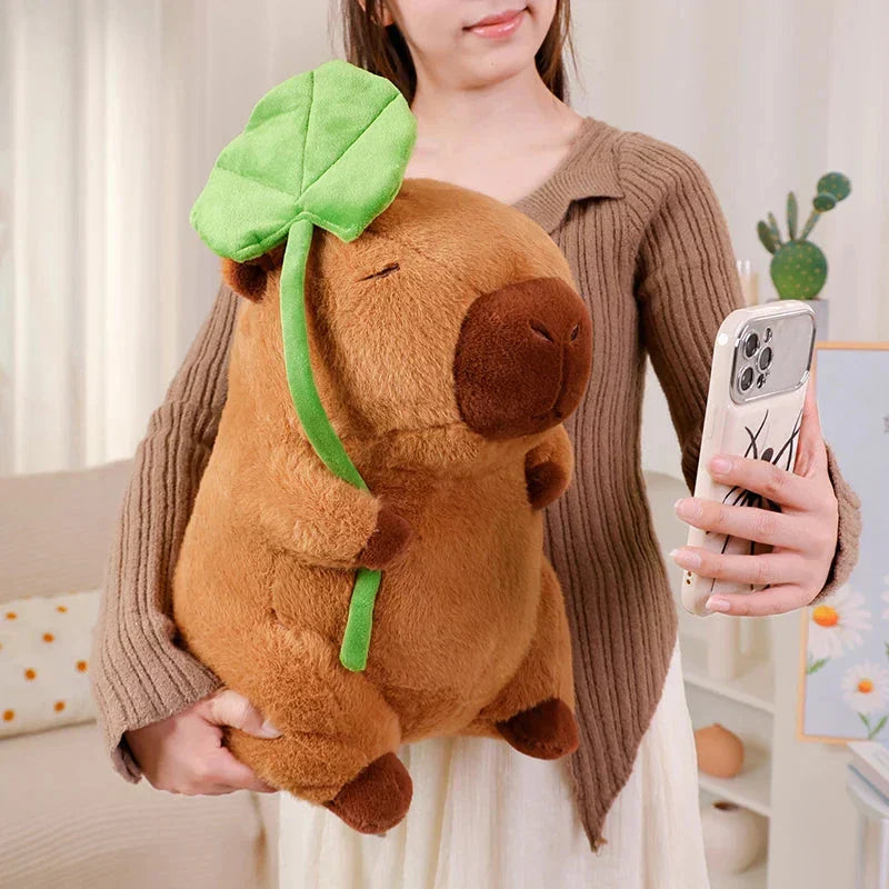Cute Rodent Soft Toy Holding Leaf