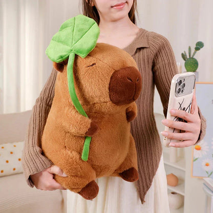 Cute Rodent Soft Toy Holding Leaf