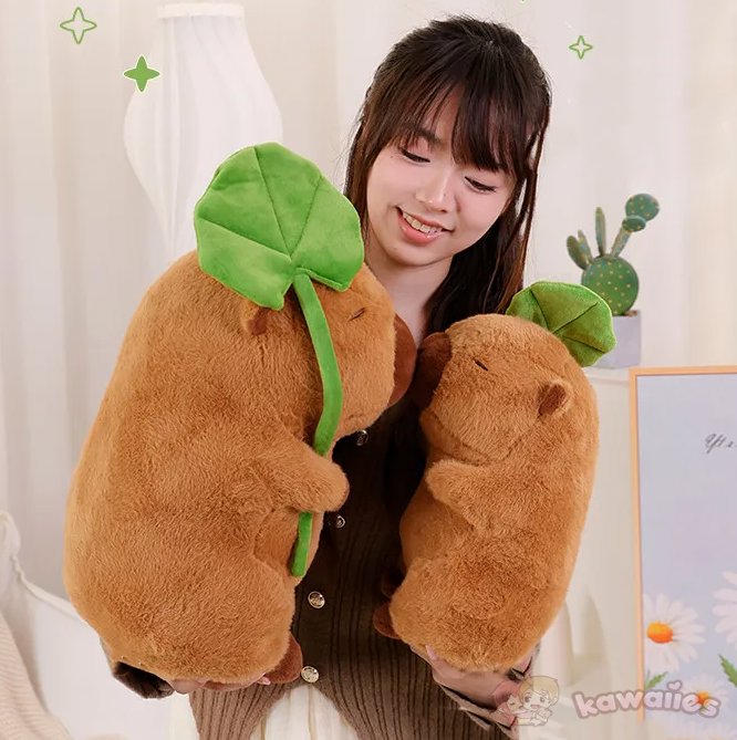 Cute Rodent Soft Toy Holding Leaf