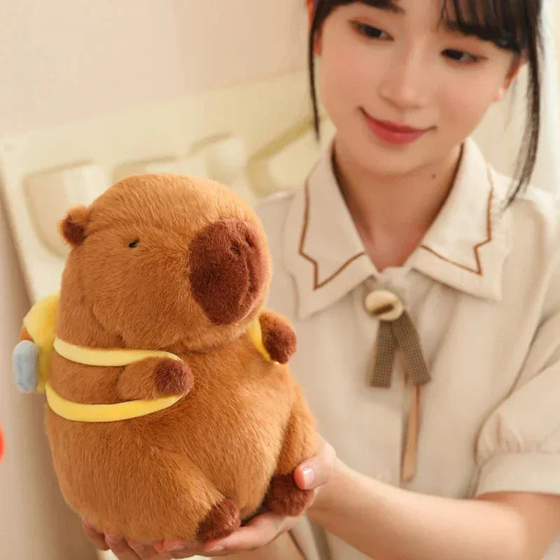 Cute Capybara Plush Toy with Mini Backpack