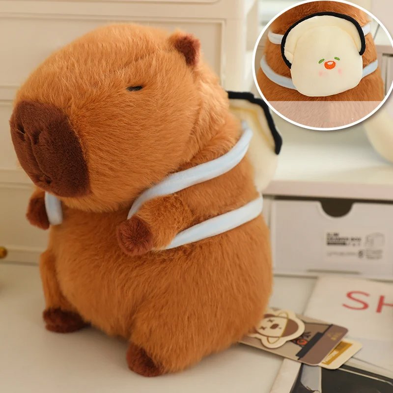 Cute Capybara Plush Toy with Mini Backpack