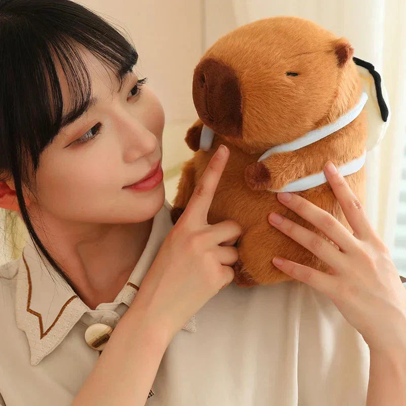 Cute Capybara Plush Toy with Mini Backpack