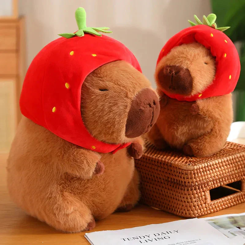 Cute Capybara Plush Toy with Pink Hat