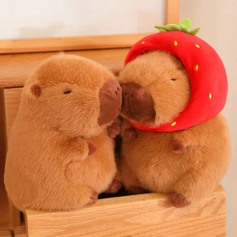 Cute Capybara Plush Toy with Pink Hat