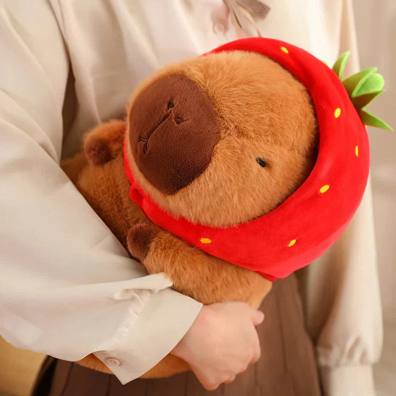 Cute Capybara Plush Toy with Pink Hat