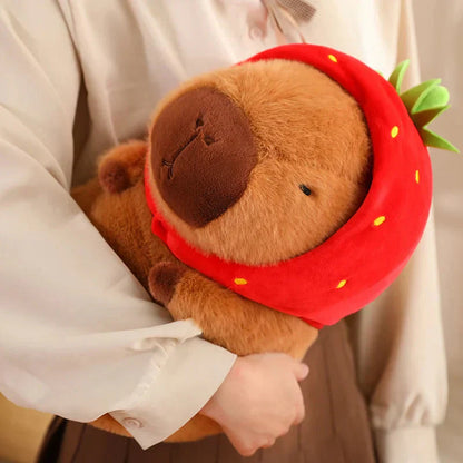 Cute Capybara Plush Toy with Pink Hat