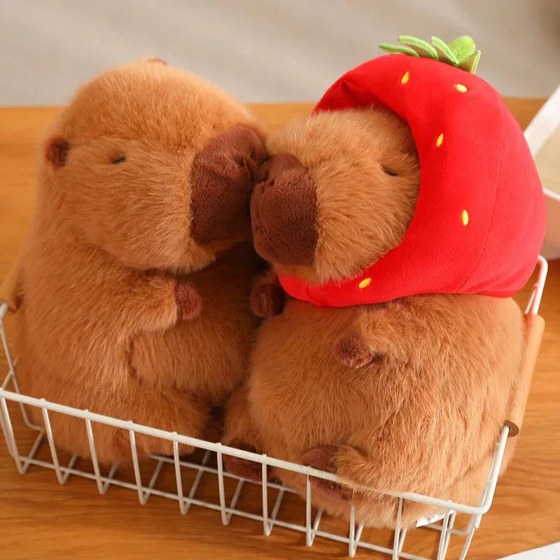 Cute Capybara Plush Toy with Pink Hat