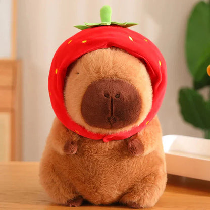 Cute Capybara Plush Toy with Pink Hat