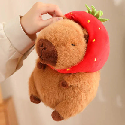 Cute Capybara Plush Toy with Pink Hat