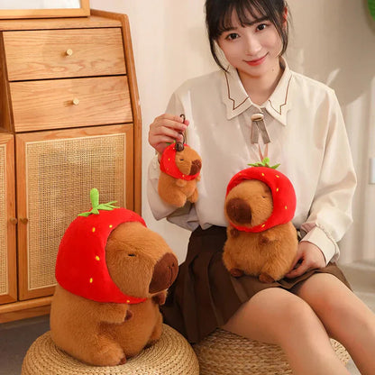Cute Capybara Plush Toy with Pink Hat