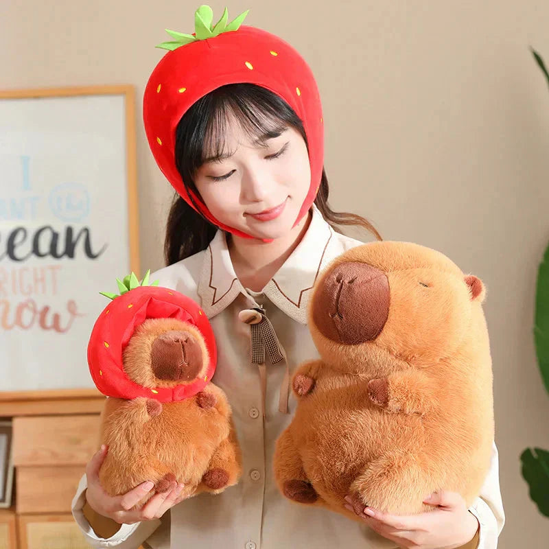 Cute Capybara Plush Toy with Pink Hat - Befez