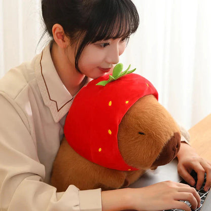 Cute Capybara Plush Toy with Pink Hat