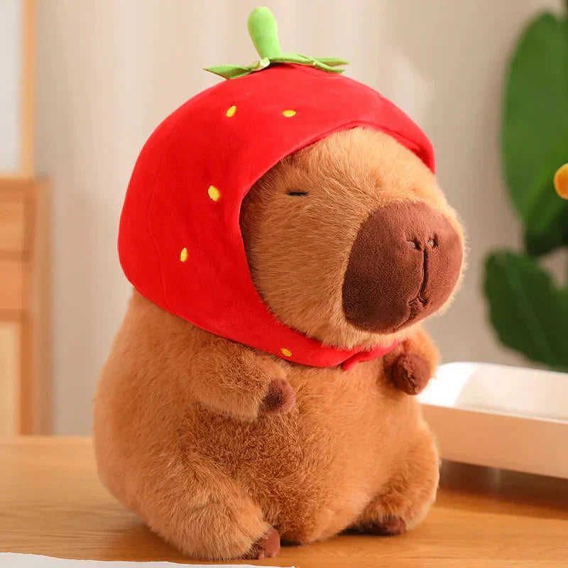 Cute Capybara Plush Toy with Pink Hat