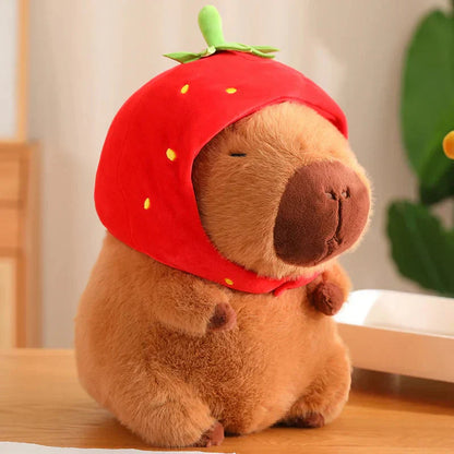 Cute Capybara Plush Toy with Pink Hat