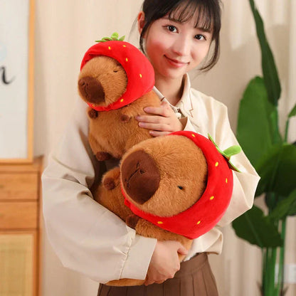 Cute Capybara Plush Toy with Pink Hat