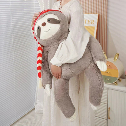 Cute Christmas Sloth Stuffed Animal with Red Hat