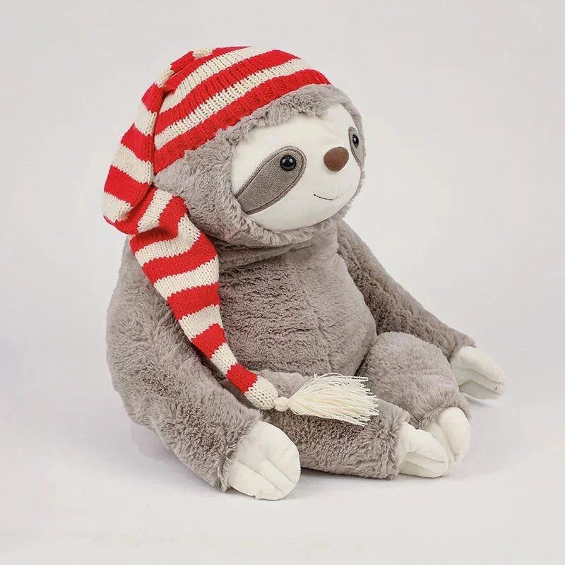 Cute Christmas Sloth Stuffed Animal with Red Hat