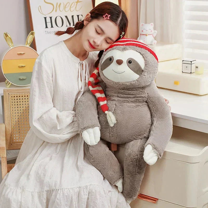 Cute Christmas Sloth Stuffed Animal with Red Hat - Befez