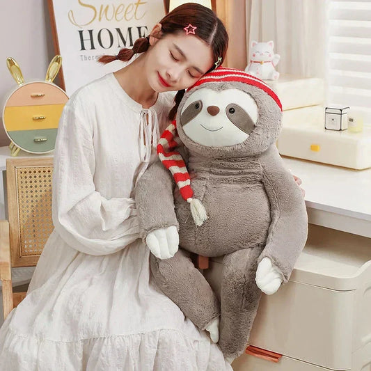 Cute Christmas Sloth Stuffed Animal with Red Hat - Befez