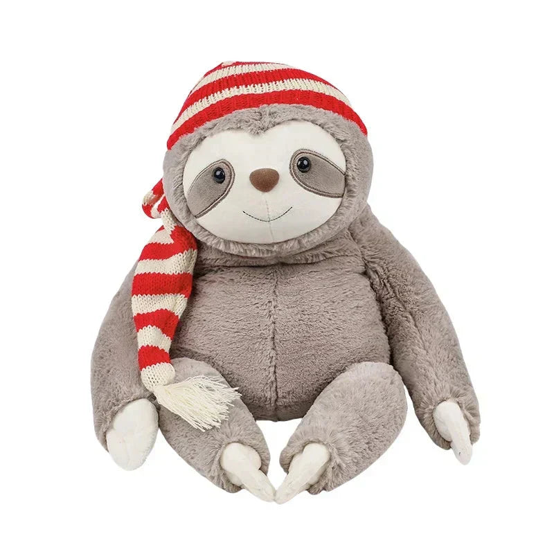 Cute Christmas Sloth Stuffed Animal with Red Hat