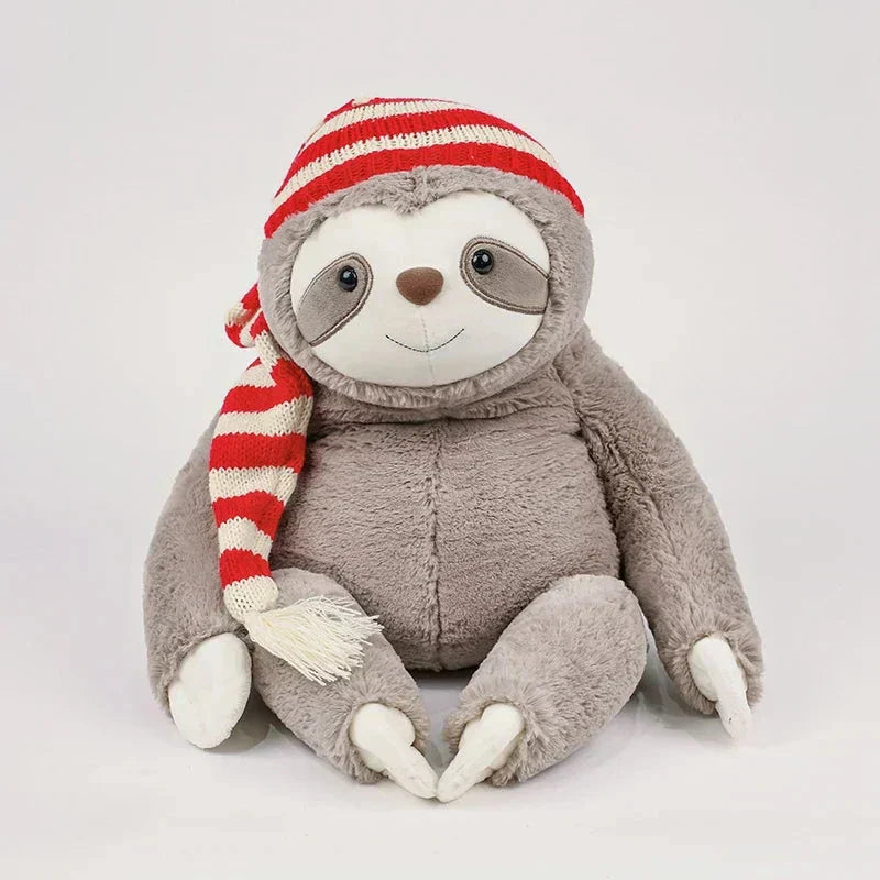 Cute Christmas Sloth Stuffed Animal with Red Hat