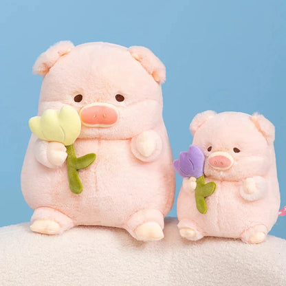 Cute Piggy Soft Toy with Flower Gift
