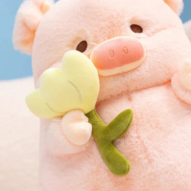 Cute Piggy Soft Toy with Flower Gift