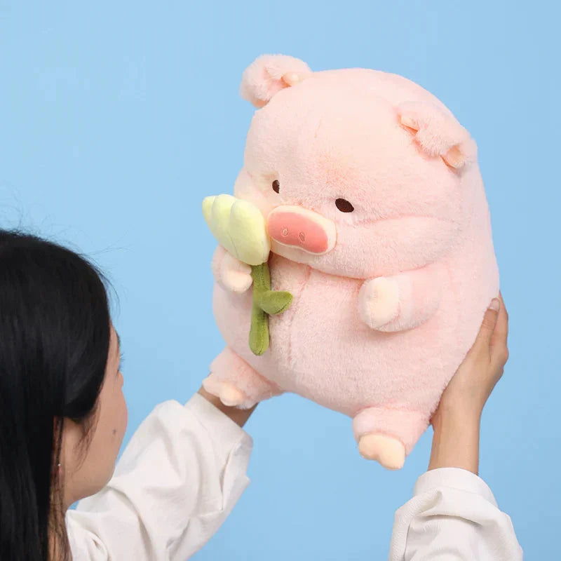 Cute Piggy Soft Toy with Flower Gift
