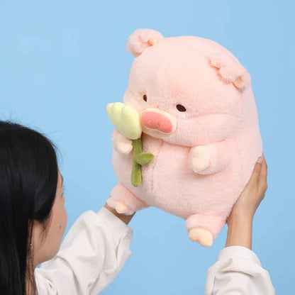 Cute Piggy Soft Toy with Flower Gift