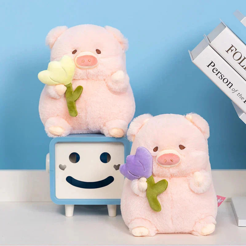 Cute Piggy Soft Toy with Flower Gift