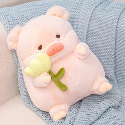 Cute Piggy Soft Toy with Flower Gift