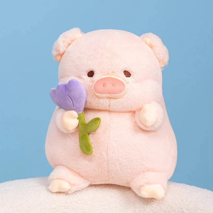 Cute Piggy Soft Toy with Flower Gift