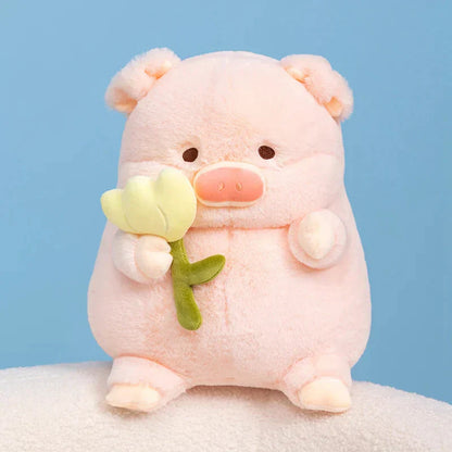 Cute Piggy Soft Toy with Flower Gift