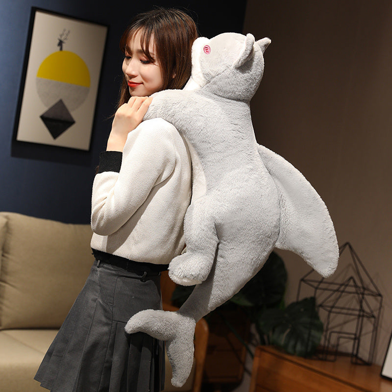 Adorable Grey Cat Shark Stuffed Animal Toy