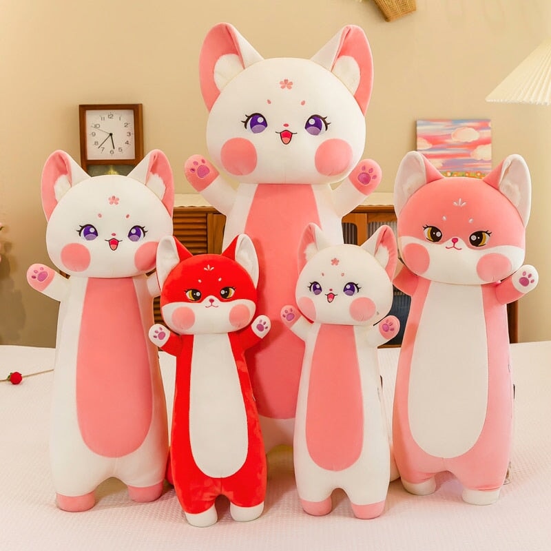 Soft Pink Fox Plush Toy Family Set