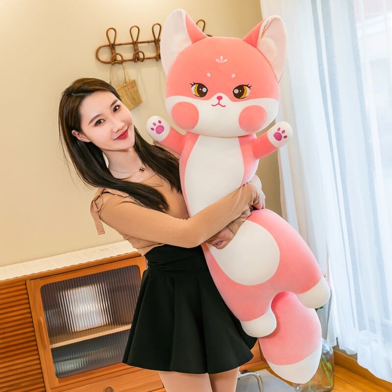 Soft Pink Fox Plush Toy Family Set