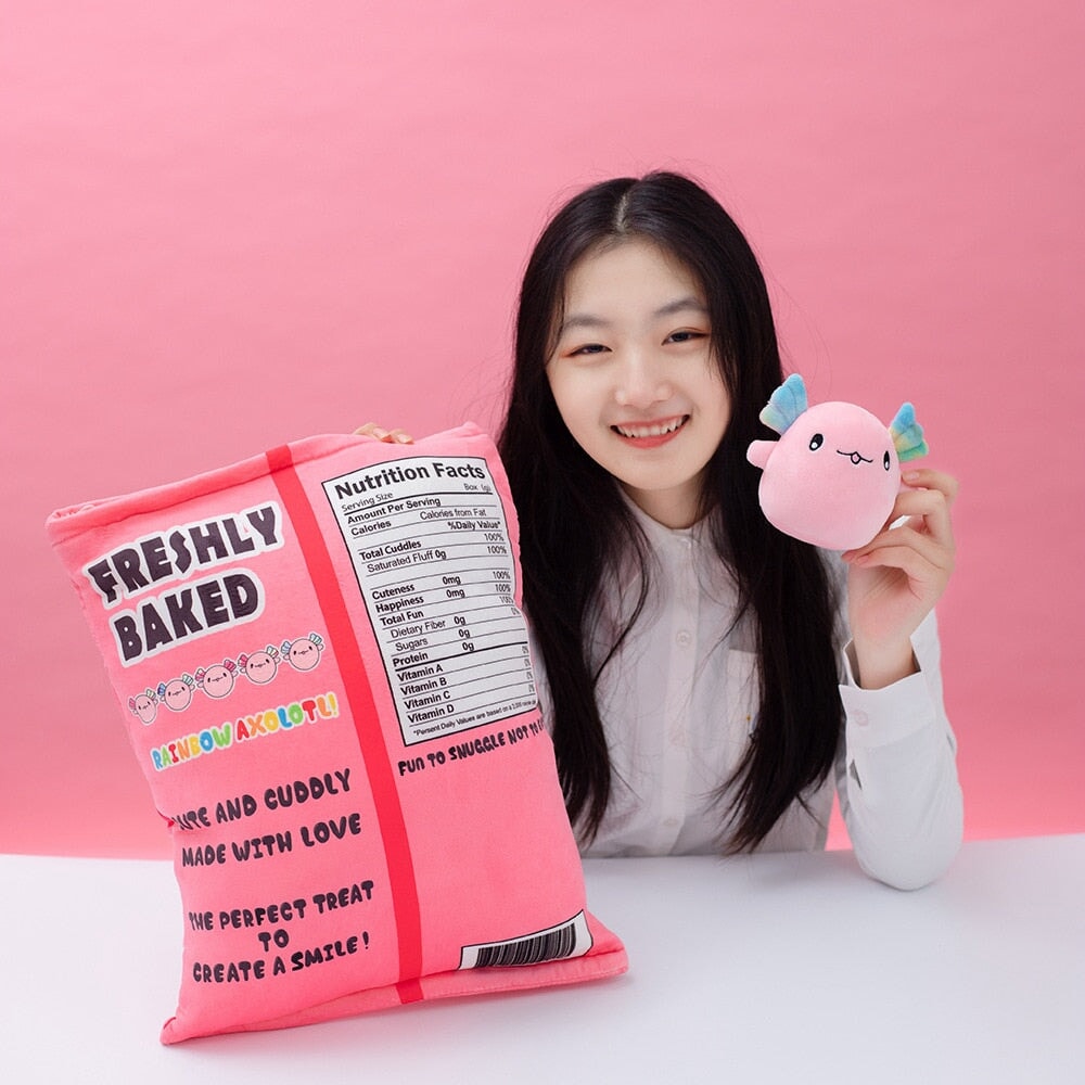 Colorful Axolotl Sweet Treat Plush Bag