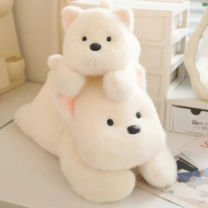 Cute White Maltese Plush Toy with Fun Frog Hat