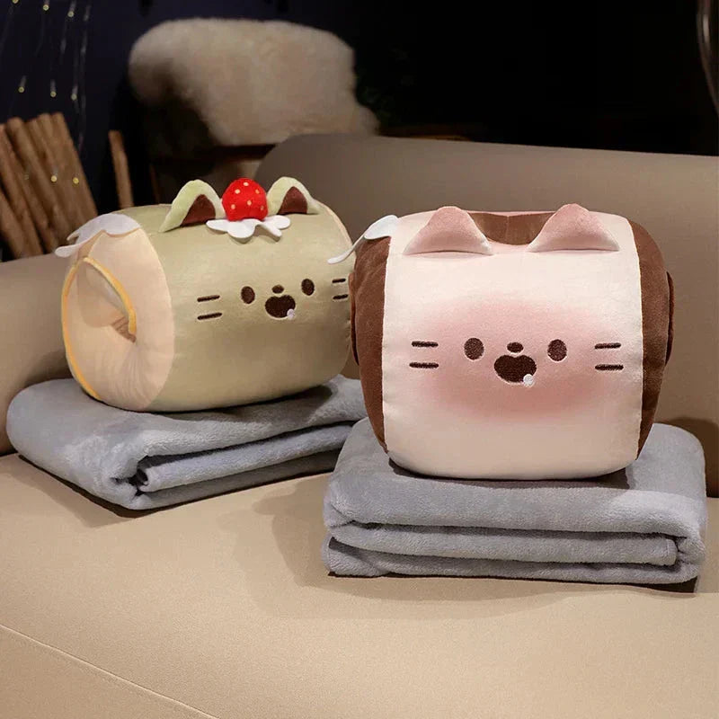 Cozy Kitty Hand Warmer Plush with Soft Blanket